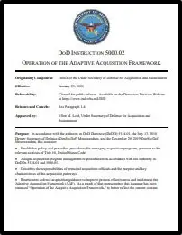 DoD Instruction 5000.02 "Operation of the Adaptive Acquisition Framework" - 23 Jan 2020
